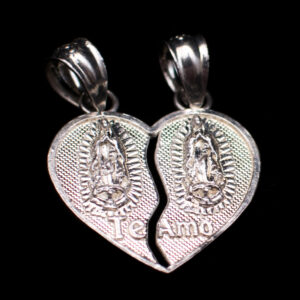 9.25 Silver Break-Apart Virgin Guadalupe "Te Amo" Heart Pendant