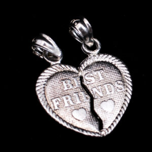 9.25 Silver Break-Apart "Best Friends" Heart Pendant