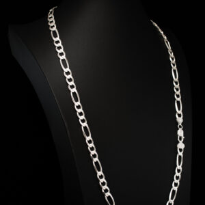 9.25 Silver Diamond-Cut Figaro Chain 8mm